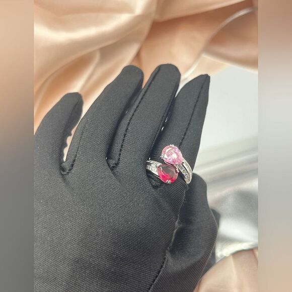 Romantic Dual Drop Crystal Sterling Silver Ring - Picture 8 of 9